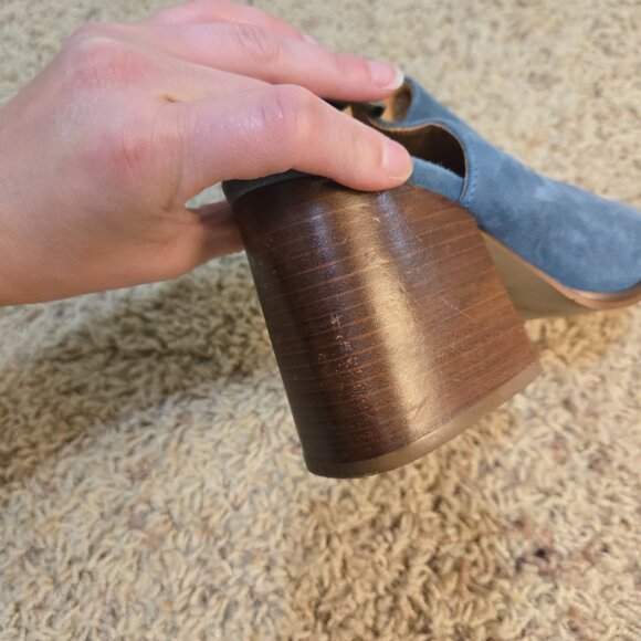 Gee WaWa Mules Womens SZ EU 37 US 6.5-7 Blue Suede Ankle Wrap Bootie Shoes Boho - Picture 6 of 9